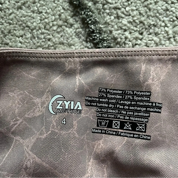 ZYIA LEGGINGS PINK DIGITAL GRANITE POCKET LIGHT N TIGHT HI-RISE 7/8 4 - Picture 4 of 9
